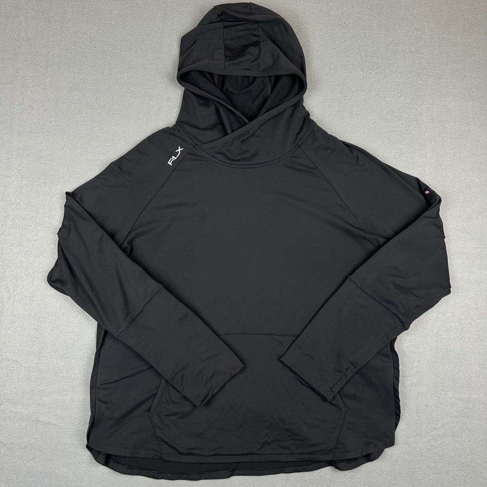 RLX Ralph Lauren Mens Black Performance Golf Lightweight Wicking Hoodie Large